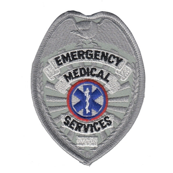 EMERGENCY MEDICAL SERVICES - Reflective Silver Embroidered Uniform Badge Patch