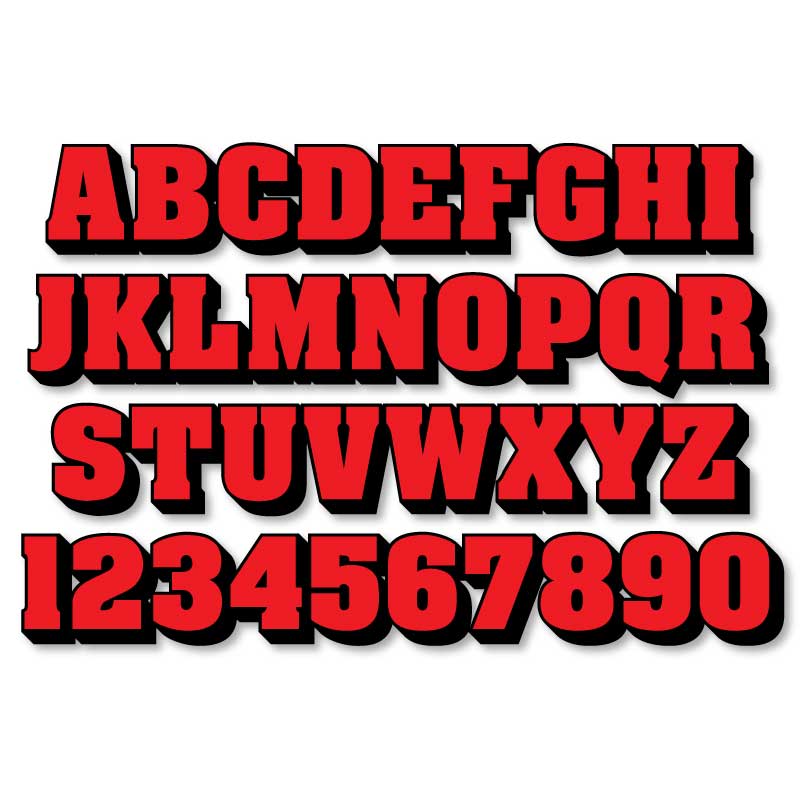 Reflective Letters & Numbers - 2 color 3D Aachen Font