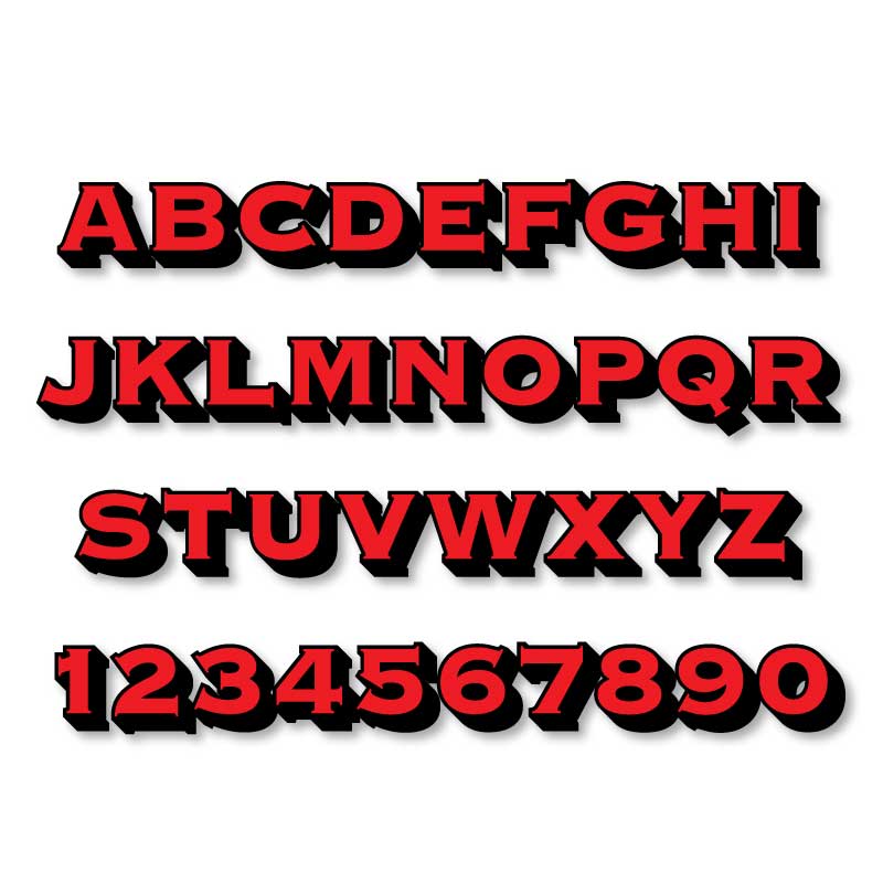 Reflective Letters & Numbers - 2 color 3D Copperplate Font