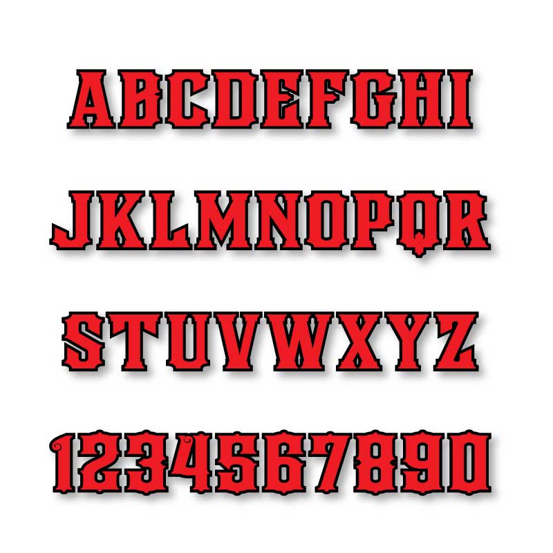 Reflective Letters & Numbers - Outlined Firehouse Font