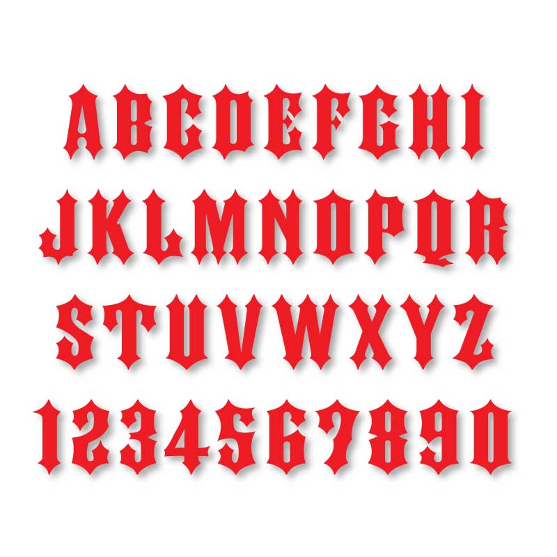 Reflective Letters & Numbers - Solid Ironhorse Font