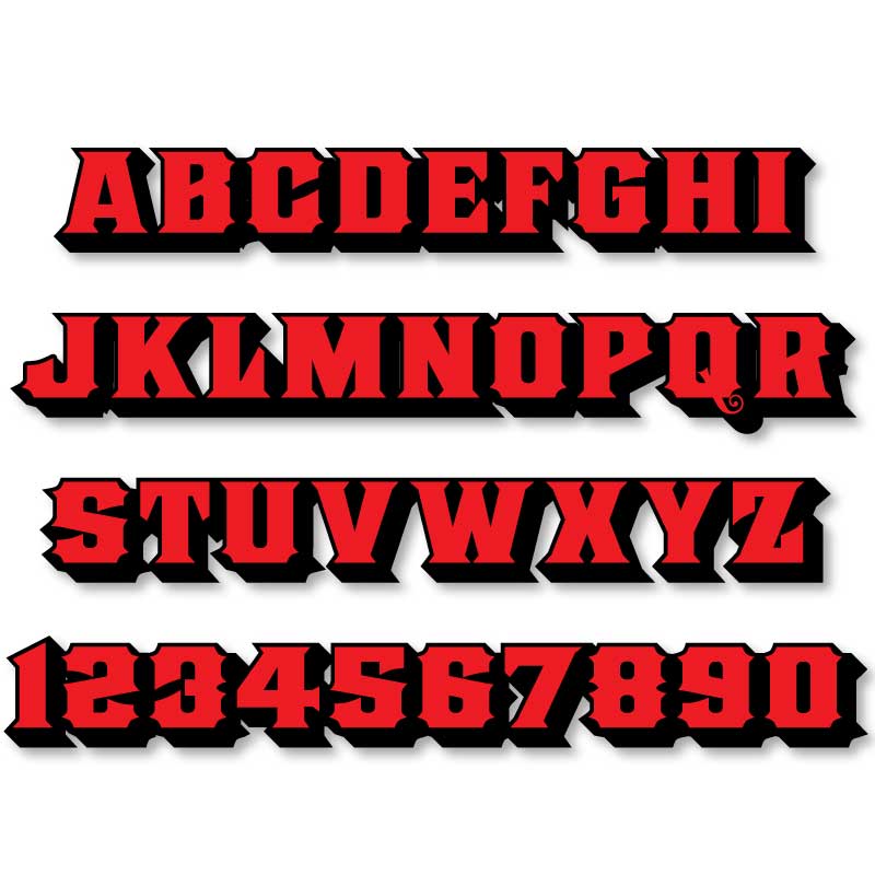Reflective Letters & Numbers - 2 color 3D Old Stock Font