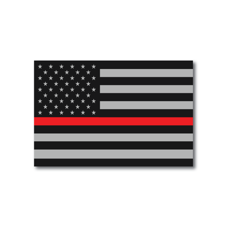 Reflective Subdued Thin Red Line American Flag Decal