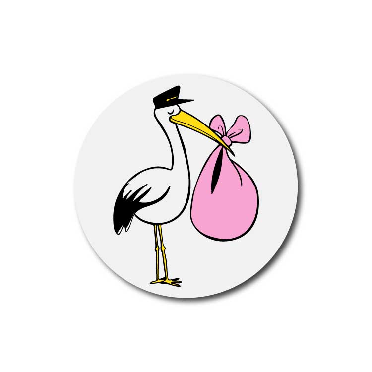 Ambulance Stork Decal - Pink Baby Girl Delivery Marker