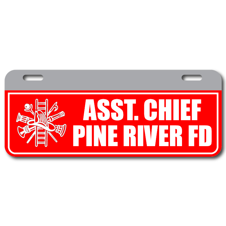 Custom Reflective Fire & EMS License Plate Topper - Left Icon Bottom Mount