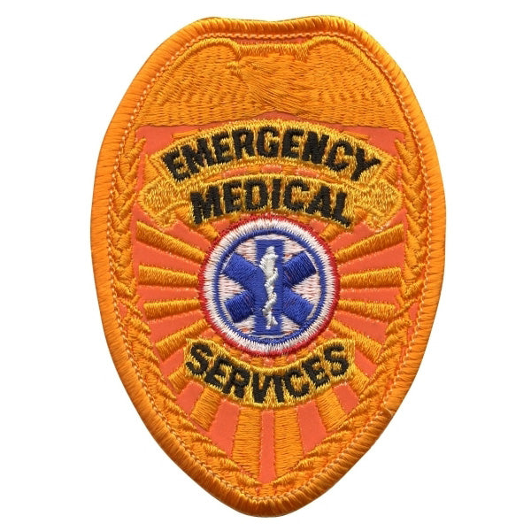 EMERGENCY MEDICAL SERVICES - Reflective Gold Embroidered Uniform Badge Patch