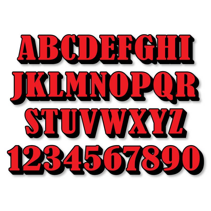 Reflective Letters & Numbers - 2 color 3D Bernard Font