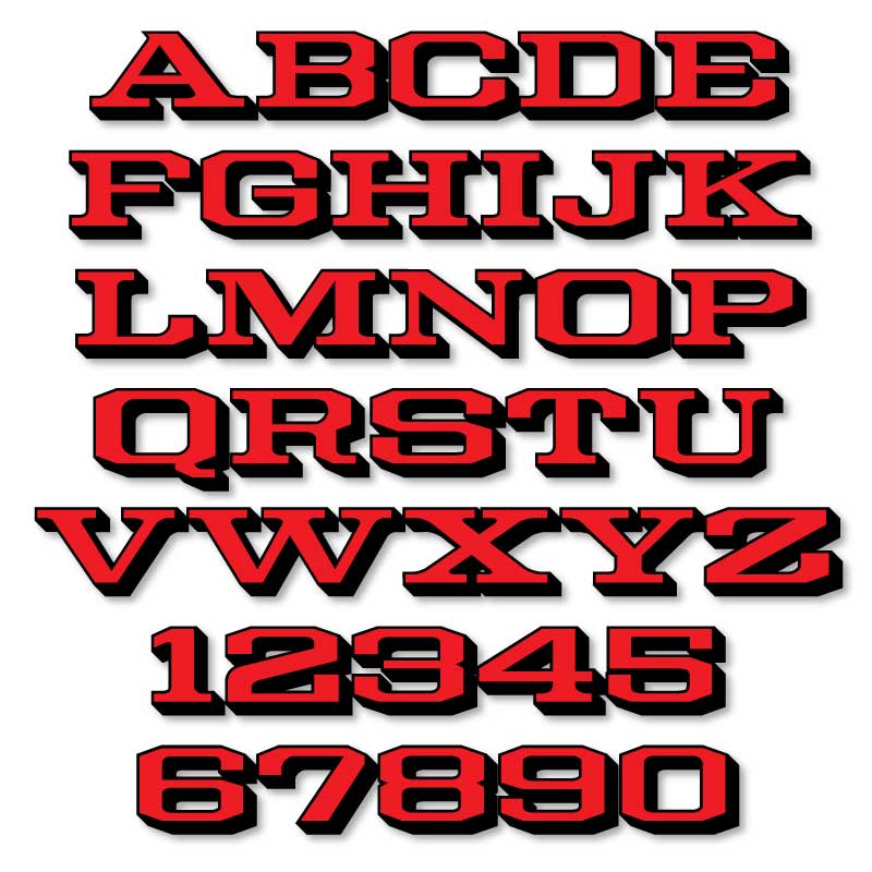 Reflective Letters & Numbers - 2 color 3D Burbank Font