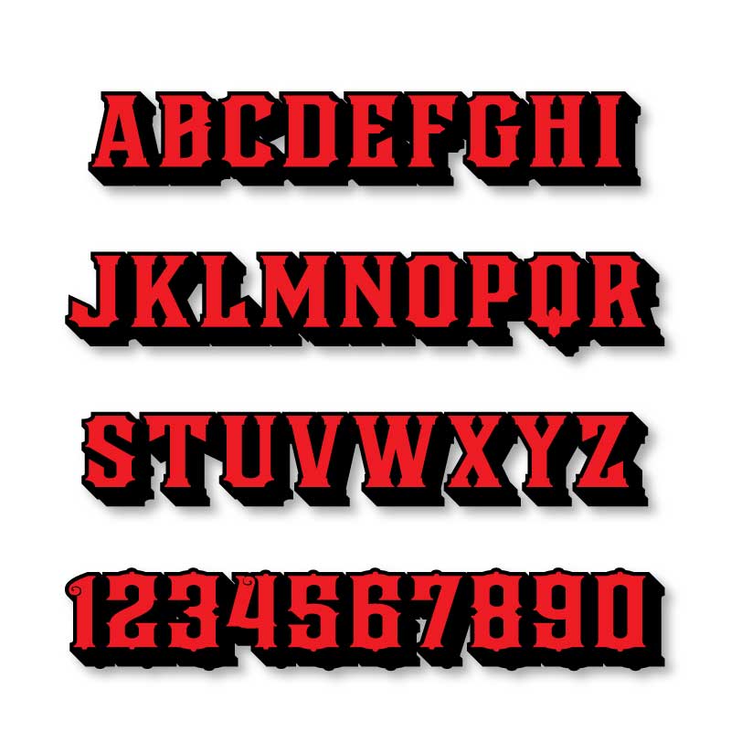 Reflective Letters & Numbers - 2 color 3D Firehouse Font