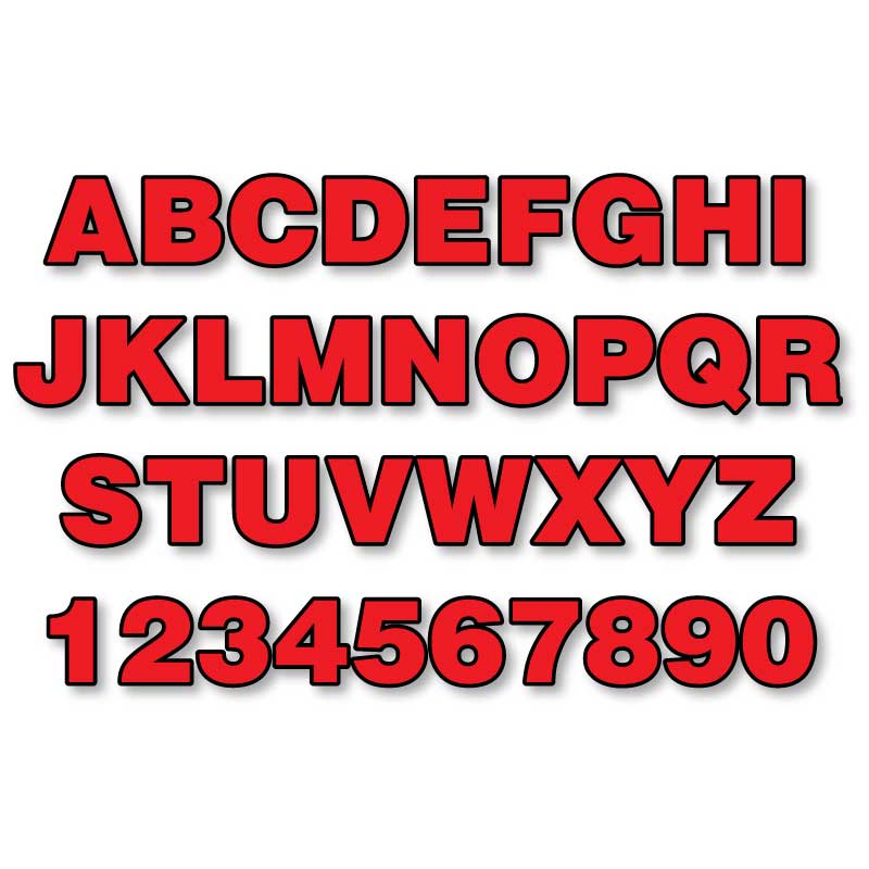 STICK ON VINYL LETTERS HELVETICA 1IN CAPS/NUMBERS RED - 083392311138