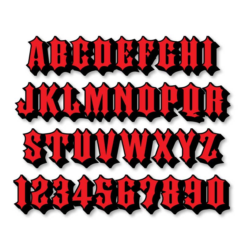Reflective Letters & Numbers - 2 color 3D Ironhorse Font