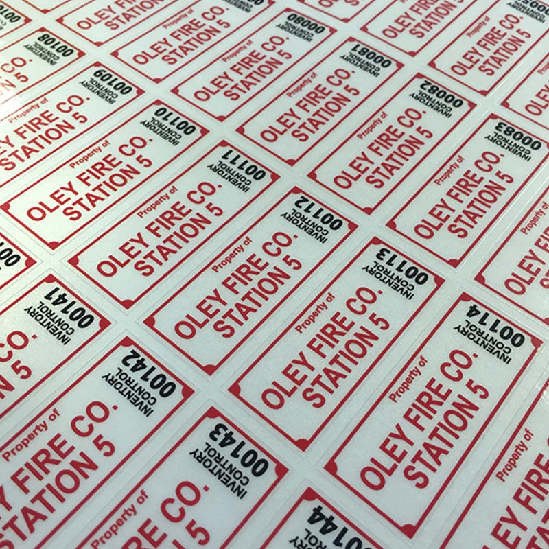 Medium Serialized Equipment Labels - 1" x 2.5"