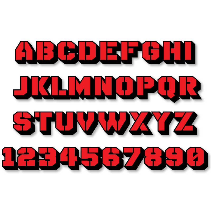 Reflective Letters & Numbers - 2 color 3D Stencil Font