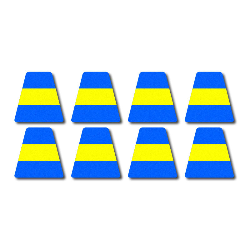 Tetrahedron Set - Blue w/ Yellow Stripe