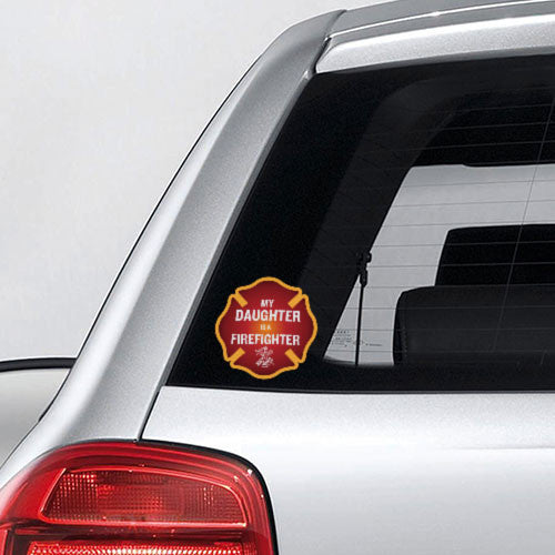 My Daughter is a Firefighter Maltese Cross Decal - 4"