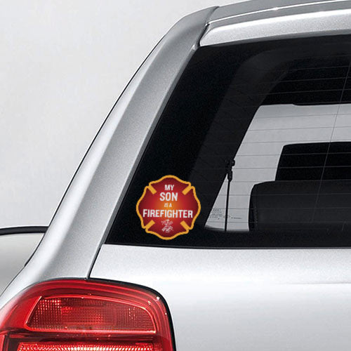 My Son is a Firefighter Maltese Cross Decal - 4"