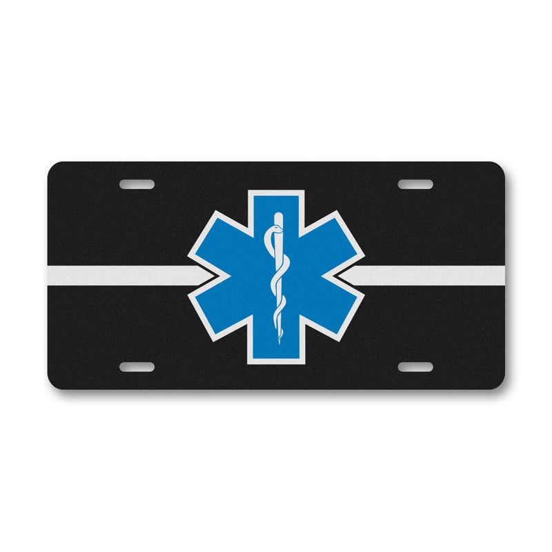 Reflective EMS License Plate - Star Of Life Thin White Line